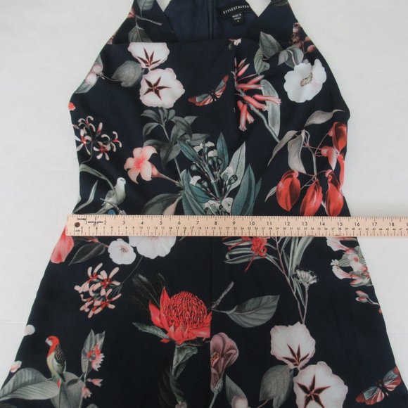 STYLESTALKER Womens Floral Print Romper Size S blue multicolor Lined Back Zip - Picture 9 of 12